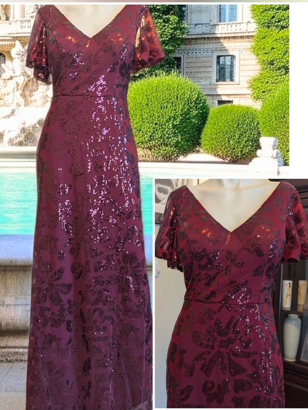 NWT Cabernet Sequin Gown (See Description For Fit)